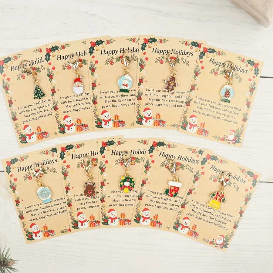 10 Pieces/20 Pieces Christmas Keychain Pendants, Thank You and Blessing Themed Keychains, Unique Thank You Gifts, Friendship Gifts, Featuring Designs of Santa Claus, Gingerbread Man, Bells, Reindeer,