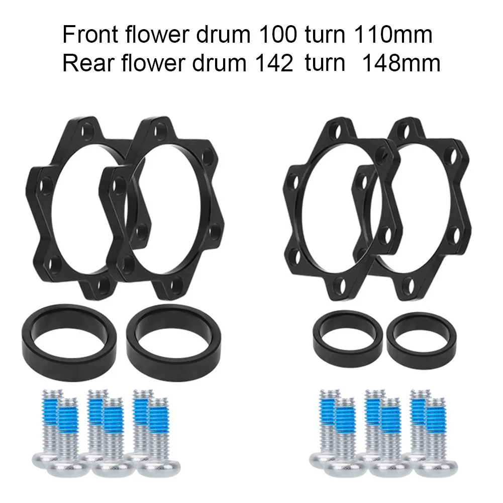 Bicycle Hubs Disk Brake Conversion Seat Shim 6 Bolt 100 Turn 110mm / 142 Turn 148mm Front Rear Flower Drum Transfer Seat Parts