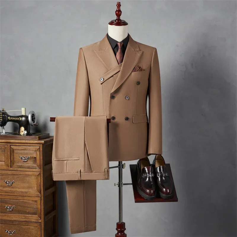 

B309-Men's new style collar dark pit stripe suit slim wedding groomsmen dress suit jacket