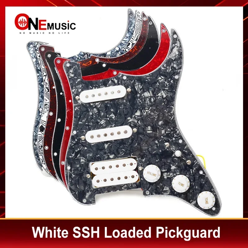 Multi Colour Electric Guitar Pickguard and White SSH Loaded Prewired scratchplate Assembly with White Pickup