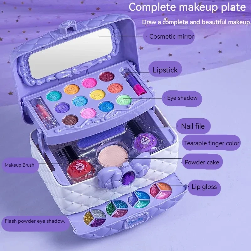 Children Girl Princess Makeup Cosmetics Game Box Makeup Toys Set Lipstick Eyeshadow Safe Children Non Toxic Toy Birthday Present