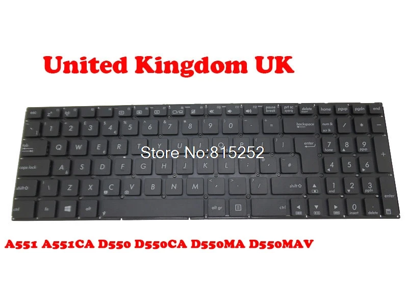 

Laptop Keyboard For ASUS A551 A551CA D550 D550CA D550MA D550MAV Black Without Frame RU Russia/UK United Kingdom/US English