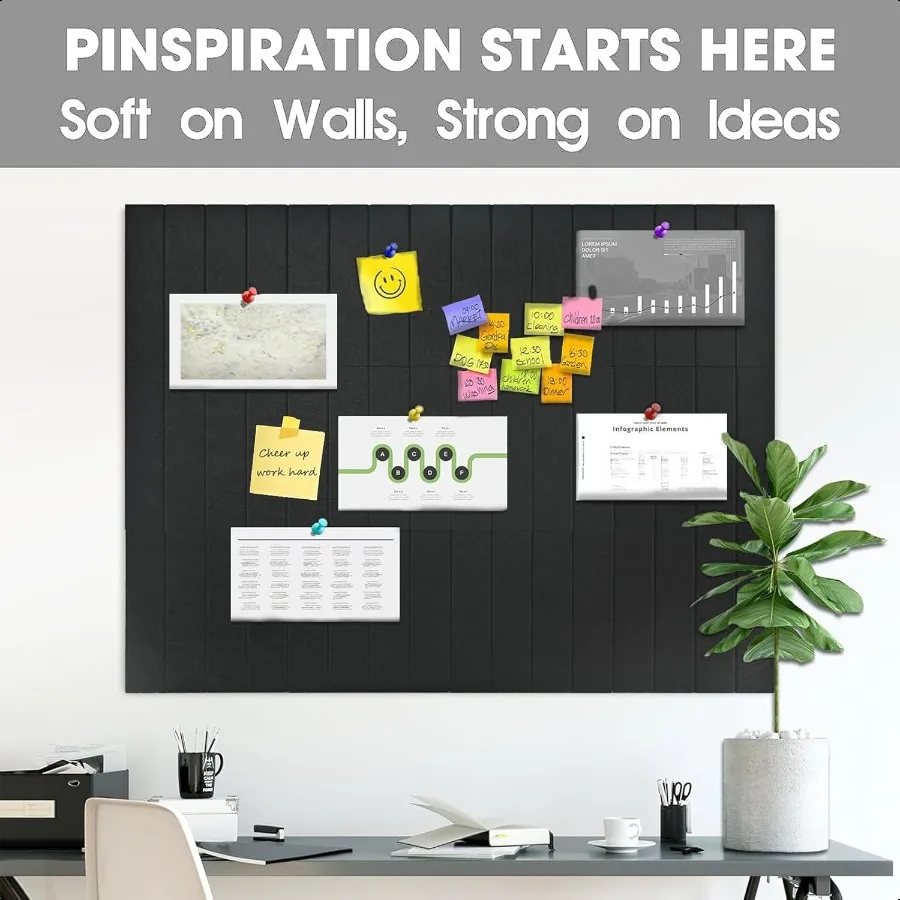 لوحة الفلين الكبيرة ورأى بلاط الحائط 47 "x 35" 12 حزمة لوحة الإعلانات ورأى لوحة إبرية مع علامات تبويب لاصقة آمنة قابلة للإزالة ودبابيس الضغط #3