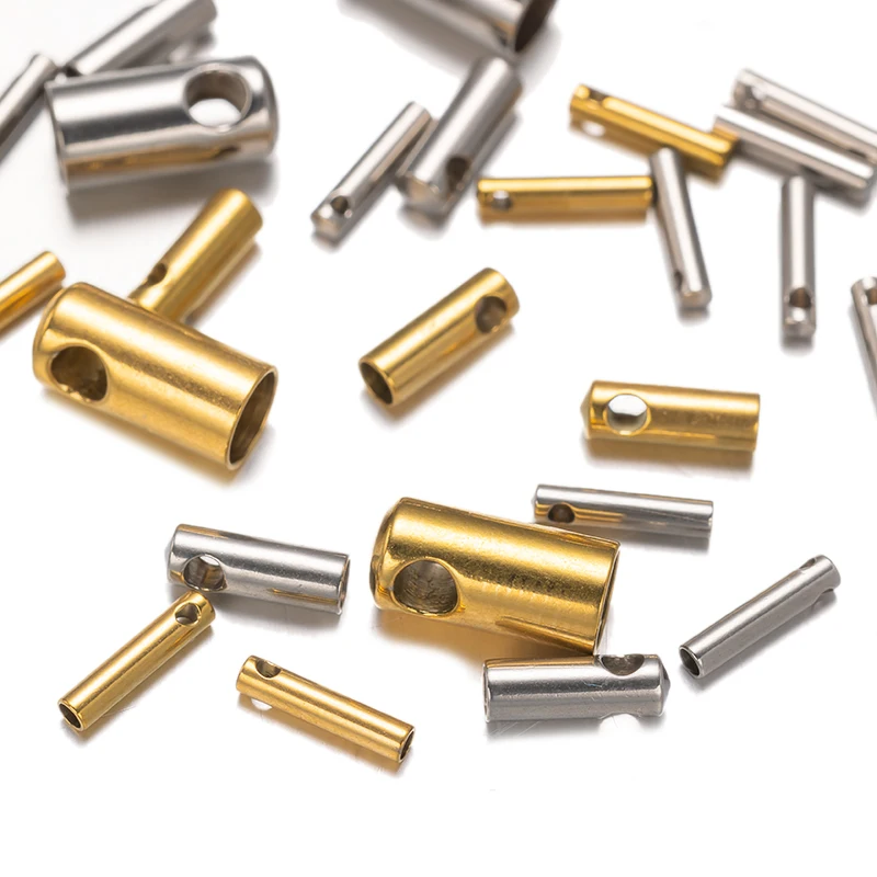 20 Stück Edelstahl vergoldete Endkappen für Lederkordel mit großem Loch zum Verbinden von DIY-Armbändern, Halsketten und Schmuckherstellung im Großhandel – Detail 4