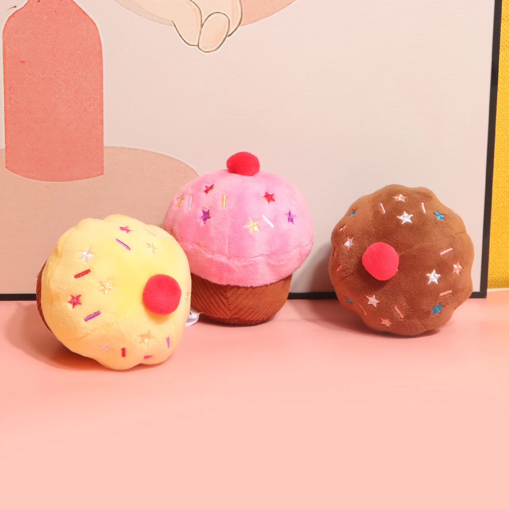 Kuchenbecher, quietschendes Plüsch-Hundespielzeug für Haustiere, Geburtstagsgeschenk, Geburtstags-Cupcake, niedliche weiche Füllung, schöne Squishys, Squishi, Squeeze-Pet-Spielzeug