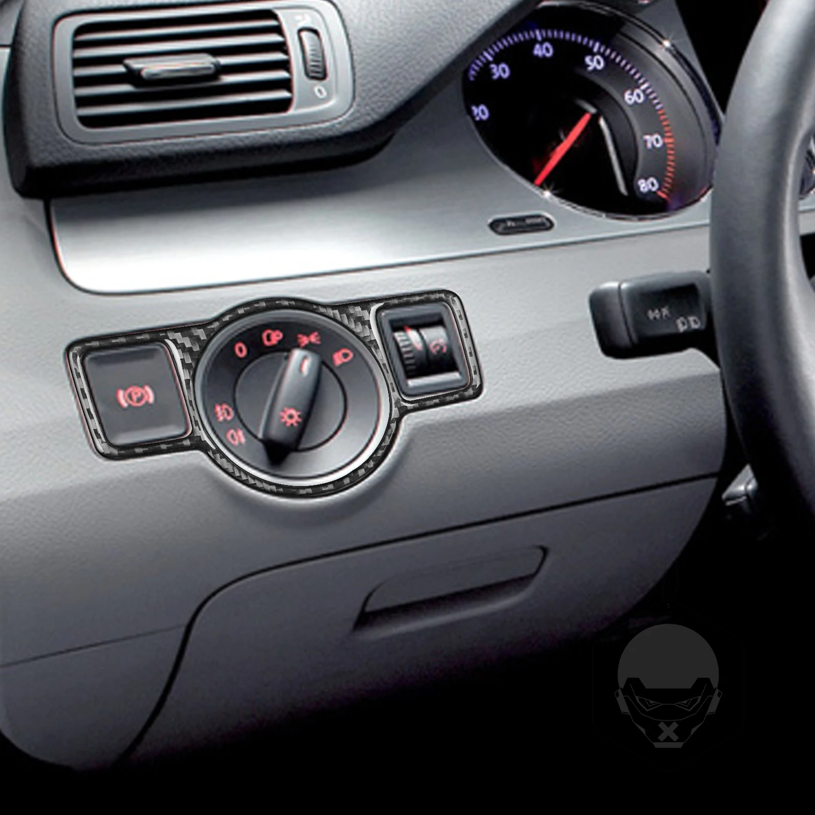 For Volkswagen VW Passat B6 2006-2011 Car Accessories Carbon Fiber Headlight Switch Panel Cover Interior Sticker Modification