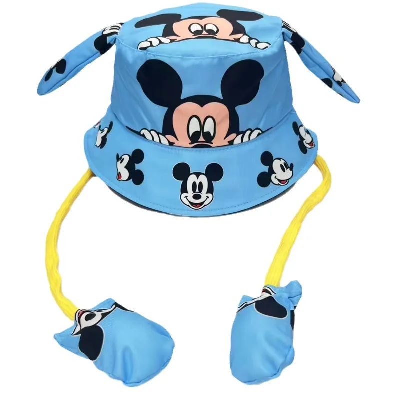 Disney Stitch Fisherman Hat Bucket Hat Summer Children Panama Hats with Moving Ears Cartoon Outdoor Sun Hat Girl Cosplay Cap