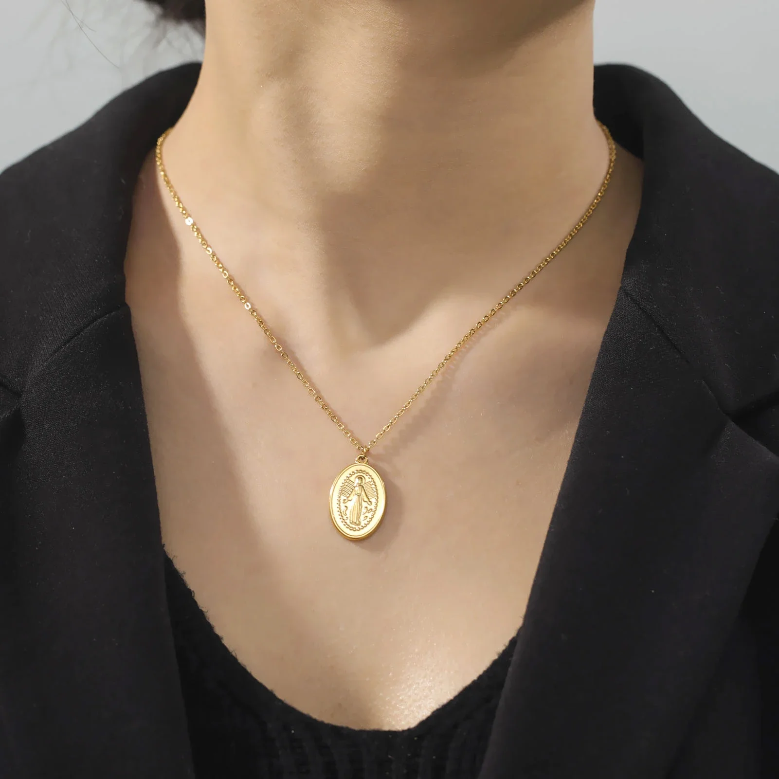 Skyrim مريم العذراء الدينية قلادة قلادة للنساء الفولاذ المقاوم للصدأ أم يسوع القلائد الكاثوليكية المباركة مجوهرات هدية #3