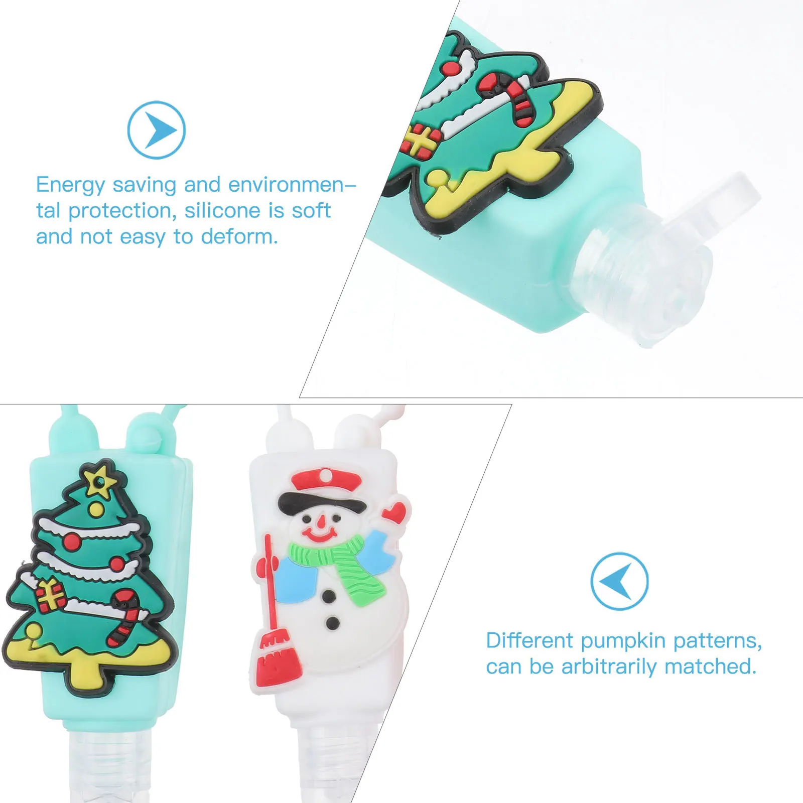 

5pcs 30Ml Silicone Bottle Christmas Series Empty Travel Bottles For Hand Liquid Soap Portable Refillable Carrier