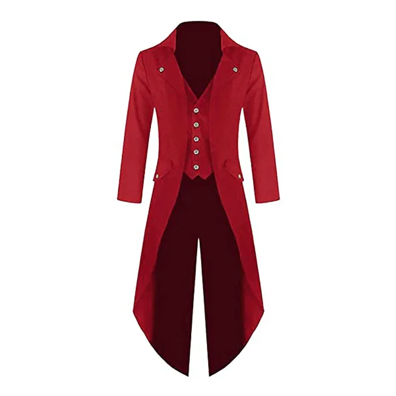 Medieval Plus SIZE Halloween Cosplay Costume Mens Kids Steampunk Gothic Jacket Victorian Tailcoat Vintage Tuxedo Coat