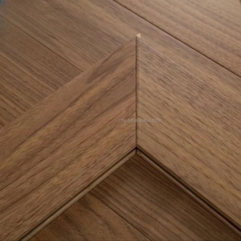 Customized version of black walnut engineering wood floor special-shaped herringbone/fishbone wire drawing process