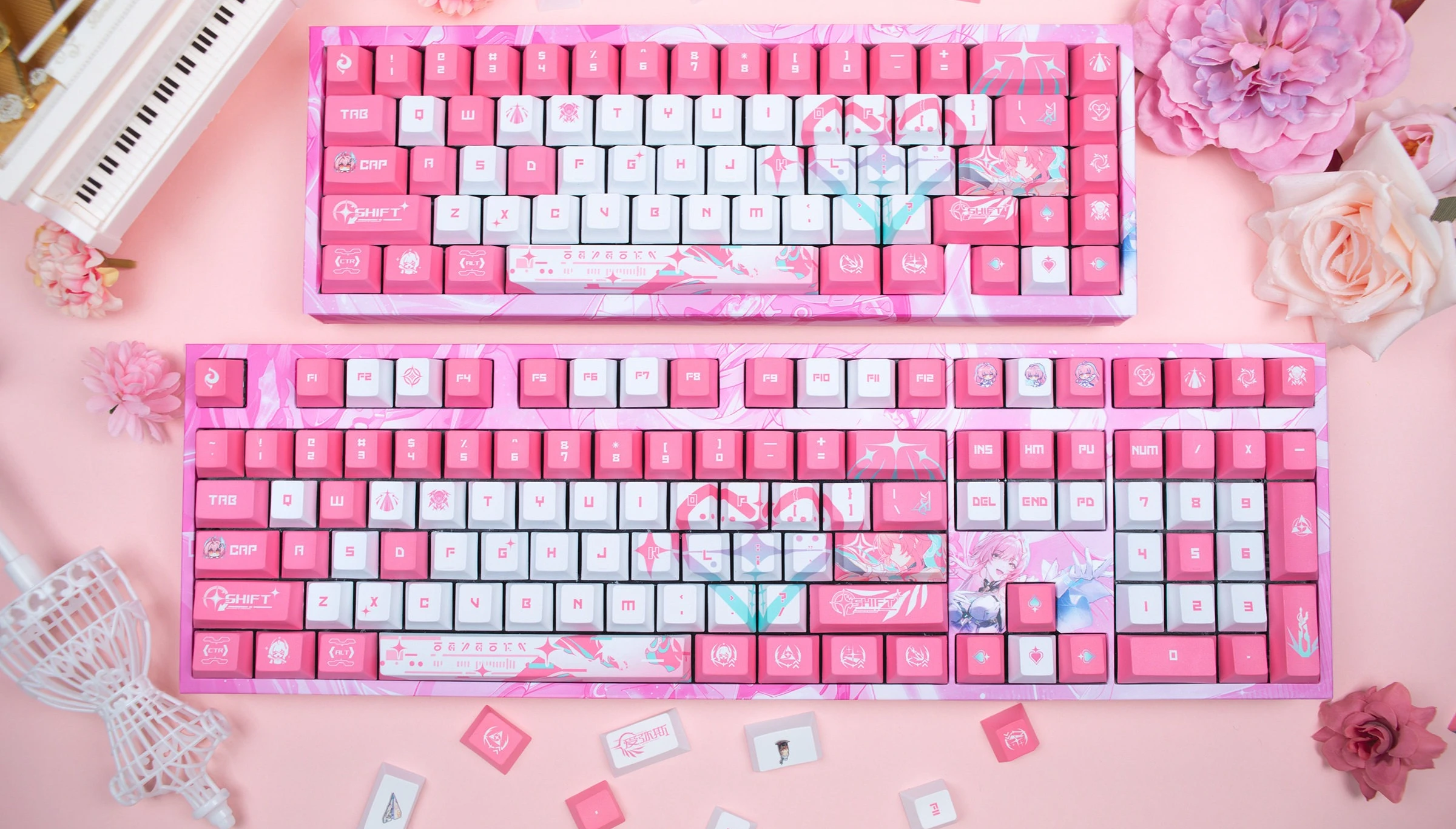Aemeath PBT Keycaps Wuthering Waves DYE Sublimation Key Cover Cherry Cross MX Switch Key Caps for Mechanical Keyboard Otaku Gift