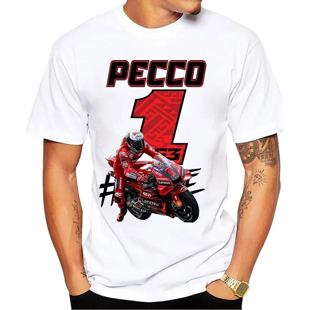 Pecco 63 Francesco Bagnaia 1 GP Legend ركوب تي شيرت كلاسيكي للجنسين الهيب هوب بوي رايدر عادية التي شيرت دراجة نارية الرياضة الأبيض تيز