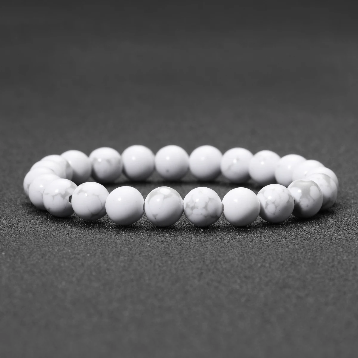 8mm Mode Natürliche Weiße 3A Howlith Türkis Stein Perlen Armbänder Frauen Paar Abstand Stretch Armreifen Schmuck
