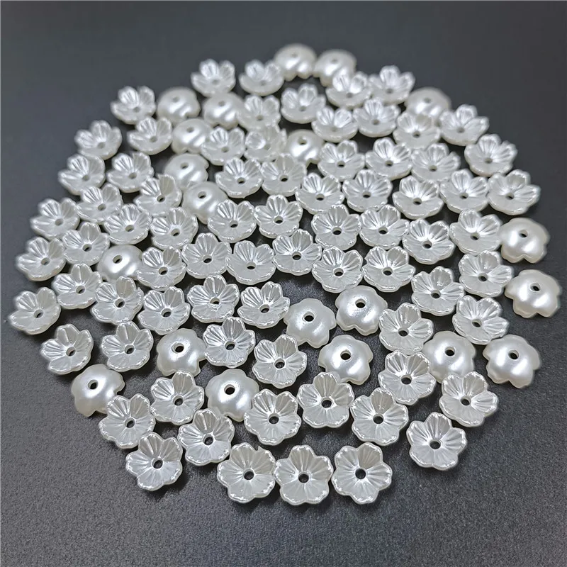 50/100Pcs Beads ABS Imitation Pearl Necklace Bracelet Earring Leaves For DIY Jewelry Acrylic Pendants White Accessories Making