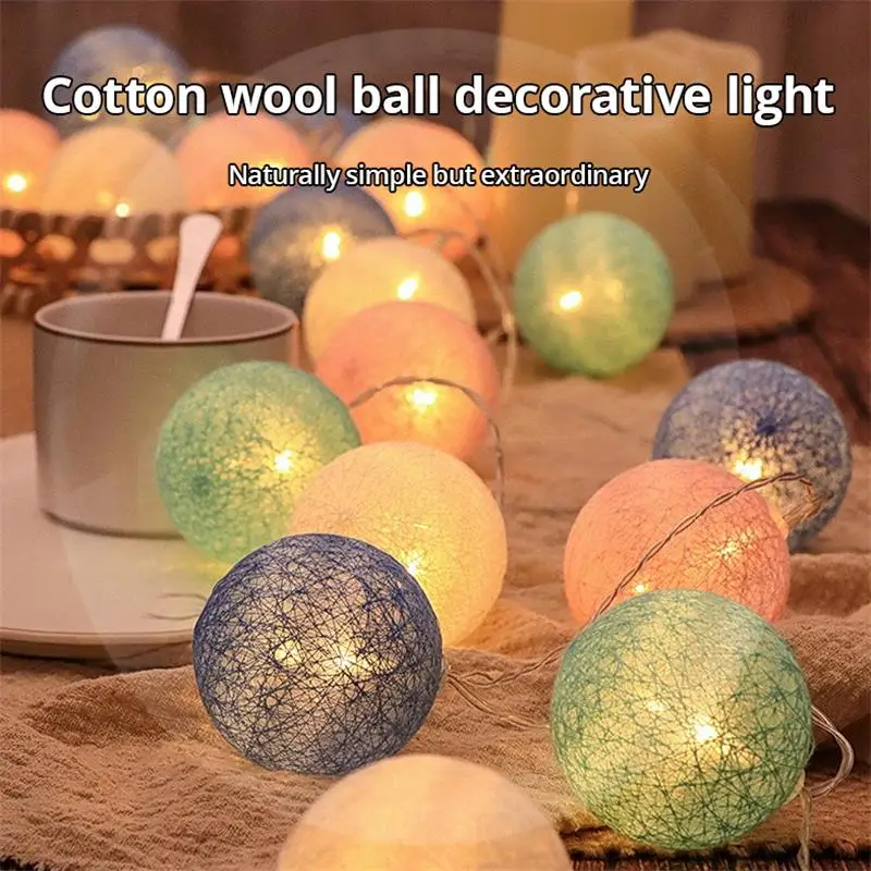 

LED Cotton Ball String Light Christmas Holiday Ins Decoration Bedroom Small Colored String Flashing Light