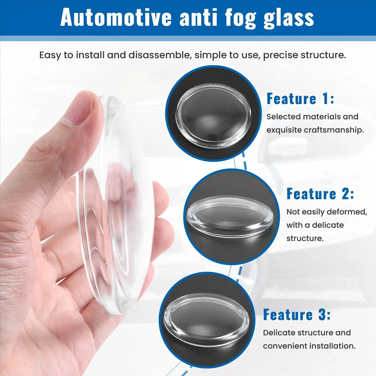 #56E (Transparent color)2Pcs/Set Diameter 90mm Fog Lamps Lights Tempered Glass Anti-Fog Glass,Automotive Parts & Accessories