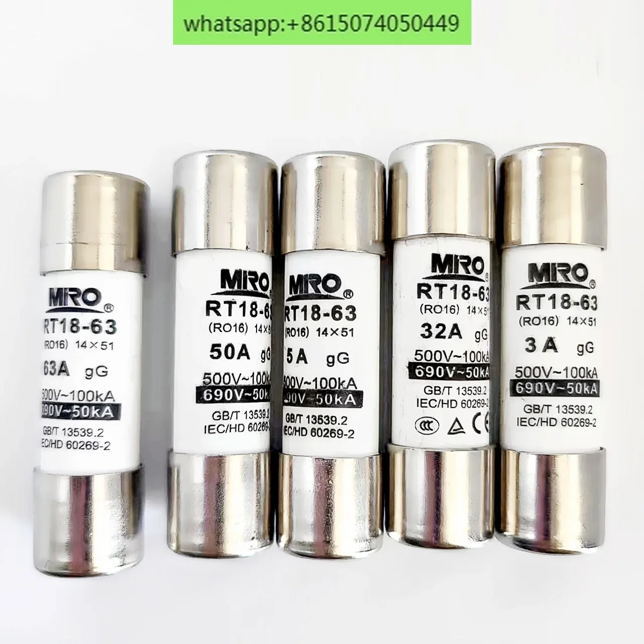 10개 명 퓨전 퓨즈 RO16 14x511A~ 63A 500V 690V 세라믹 퓨즈