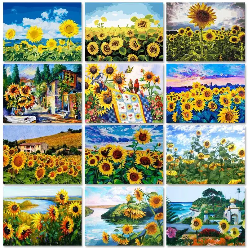 

GATYZTORY Modern Painting By Numbers Diy Gift Sunflowers Drawing On Numbers Wall Decoration For Adults Artwork Diy Crafts