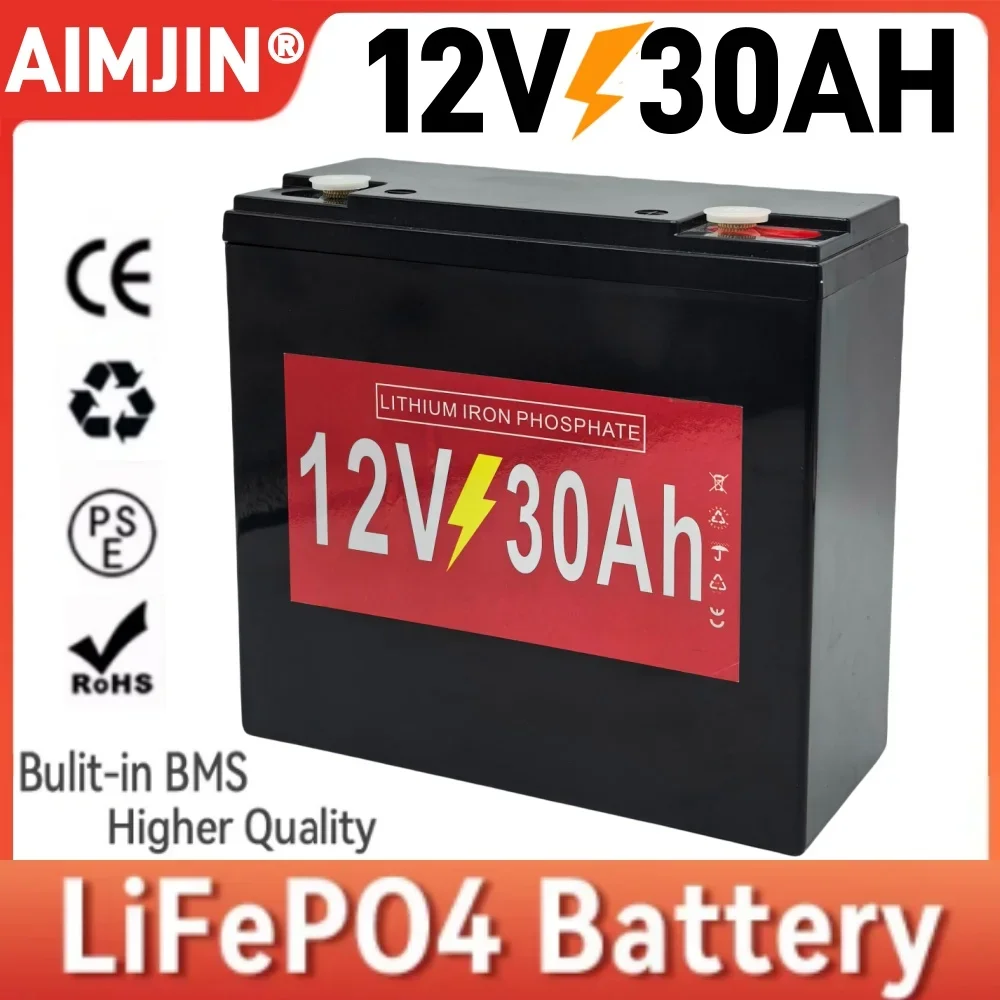 

12V 30AH rechargeable lithium iron phosphate deep cycle battery, suitable for children's toy cars, RVs, outdoor camping, solar s