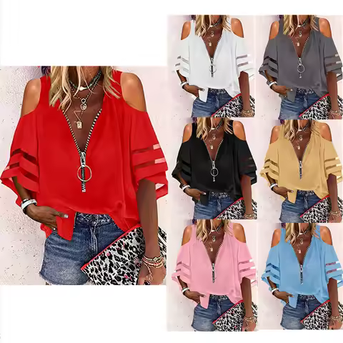 Women Blouses Turn-down Collar 2022 New v-neck Half Horn Sleeve Shirt Grid Loose Women Leisure Shirt Harajuku Female New AXRE146