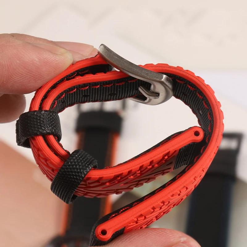 Waterproof High-Quality Nylon Silicone Rubber Soled Watch Band For Ferrari Mido Helmsman Breitling Citizen Men Watch Strap 22mm