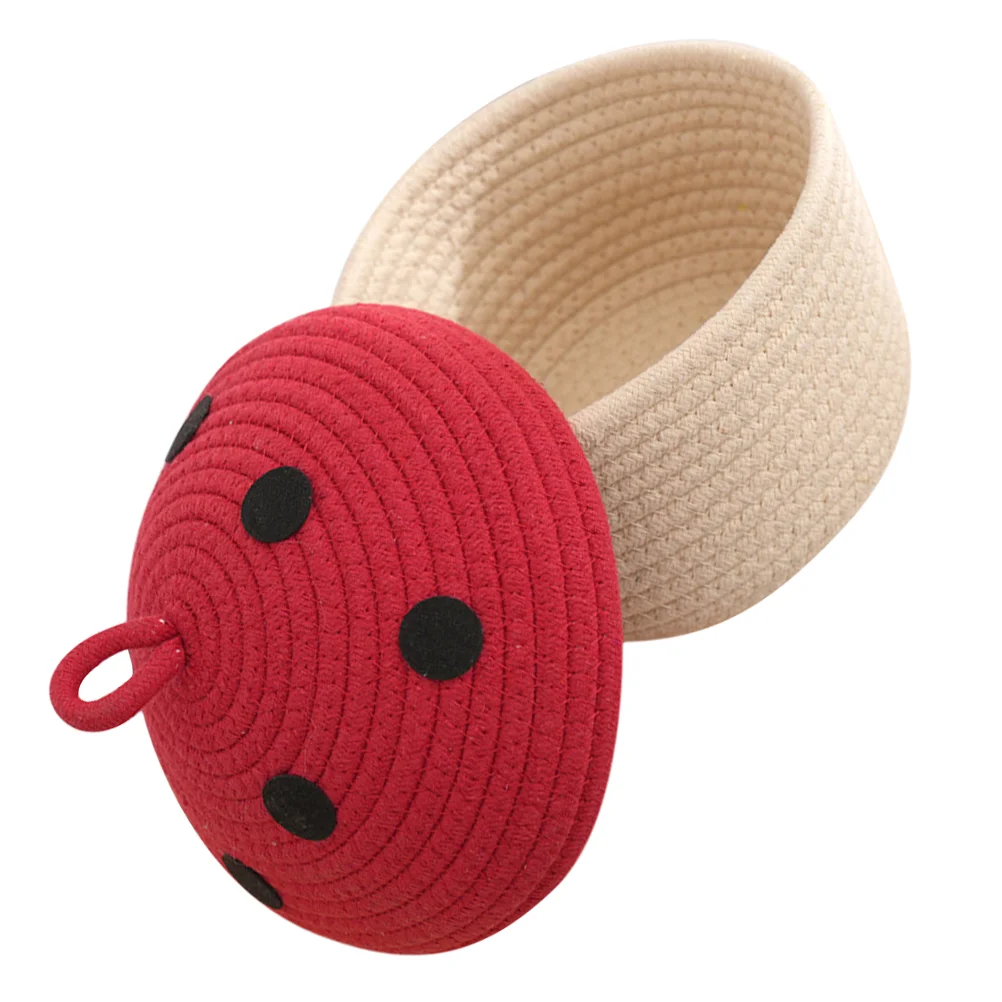 

1PC Small Mushroom Bin Cotton Rope Woven Hamper Decorative ganizer Home Woven Snack Desktop ganizer Bedroom Basket Cotton Rope