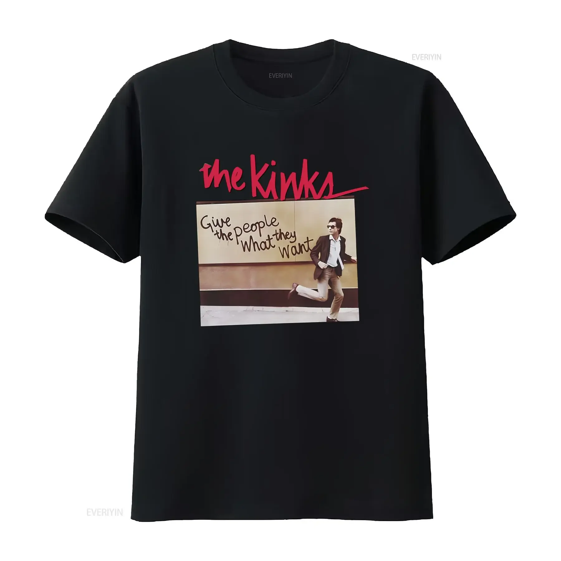 Cotton T Shirt The Kinks 'Give People What They Want' Album Design Ray Davies Inspired Rock Music Fan vintage Washed Versatile