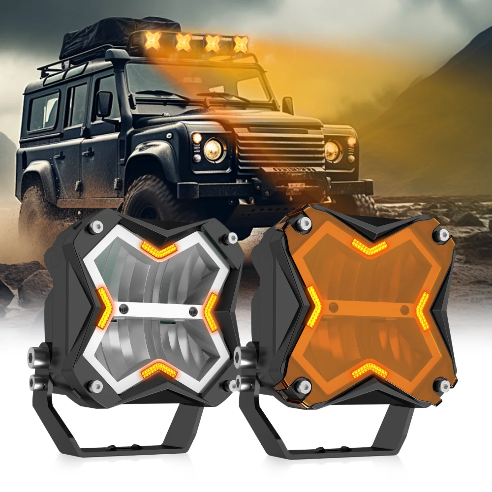 5In Off-road Spotlight Work Light Front Bumper A-pillar Roof Super Bright Flood & Spot Combo Light + DRL for Tank 300 for Jeep