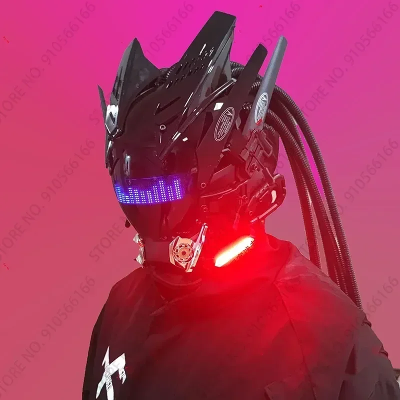 Cyberpop Punk Mask Light Up Rolling Subtitles Animation Effects Screen Mask Cosplay Mech Soldier Mobile App Control Helmet Gift