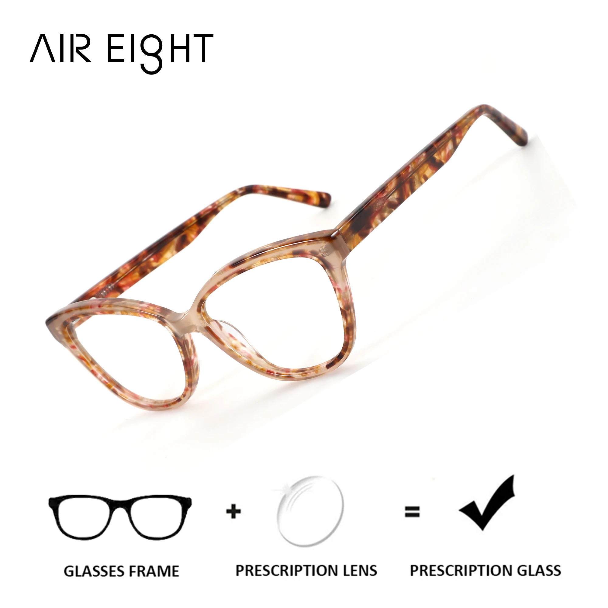 

AIREIGHT (XXS Size) Women's Butterfly Acetate Prescription Glasses Photochromic Eyeglasses Of View Far And Close Myopia Eyewear