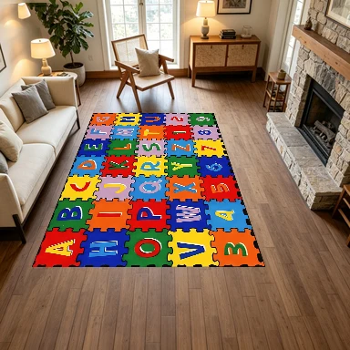 Colorful Alphabet Number Puzzle Kids Carpet Educational Learning Play Mat Non-Slip Children's Floor Mat