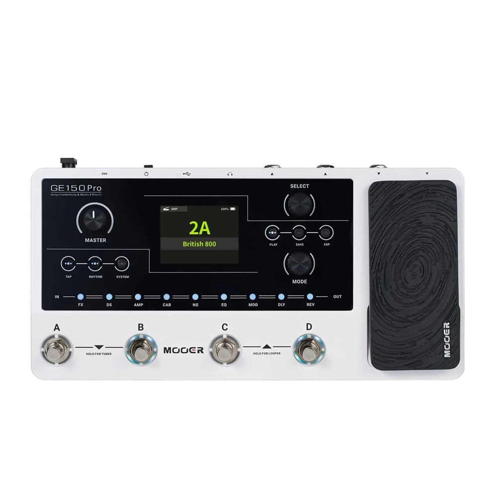 MOOER GE150 Pro New 2024 Electric Guitar Amp Modelling Multi Effects Pedal, Reverb, Delay, Looper Drum with 4 Footswiches