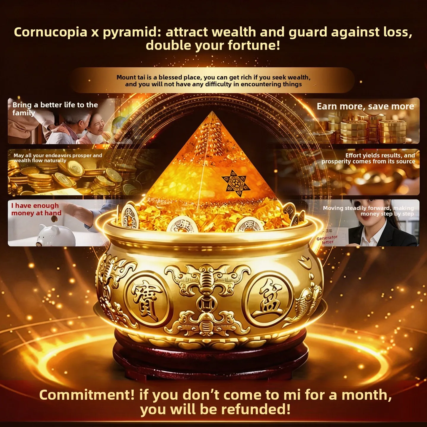 Wealth Citrine Crystal Pyramid Money Drawing Stone Desktop Decor For Office Shop Home Attract Abundant Fortune