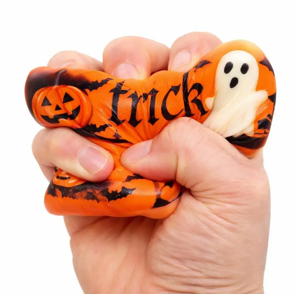 Halloween Trick Or Treat Squishy Fidget Toy Pumpkin Ghost TPR Stress Relief Squeeze Toy For Adult Kids Anti-anxiety random