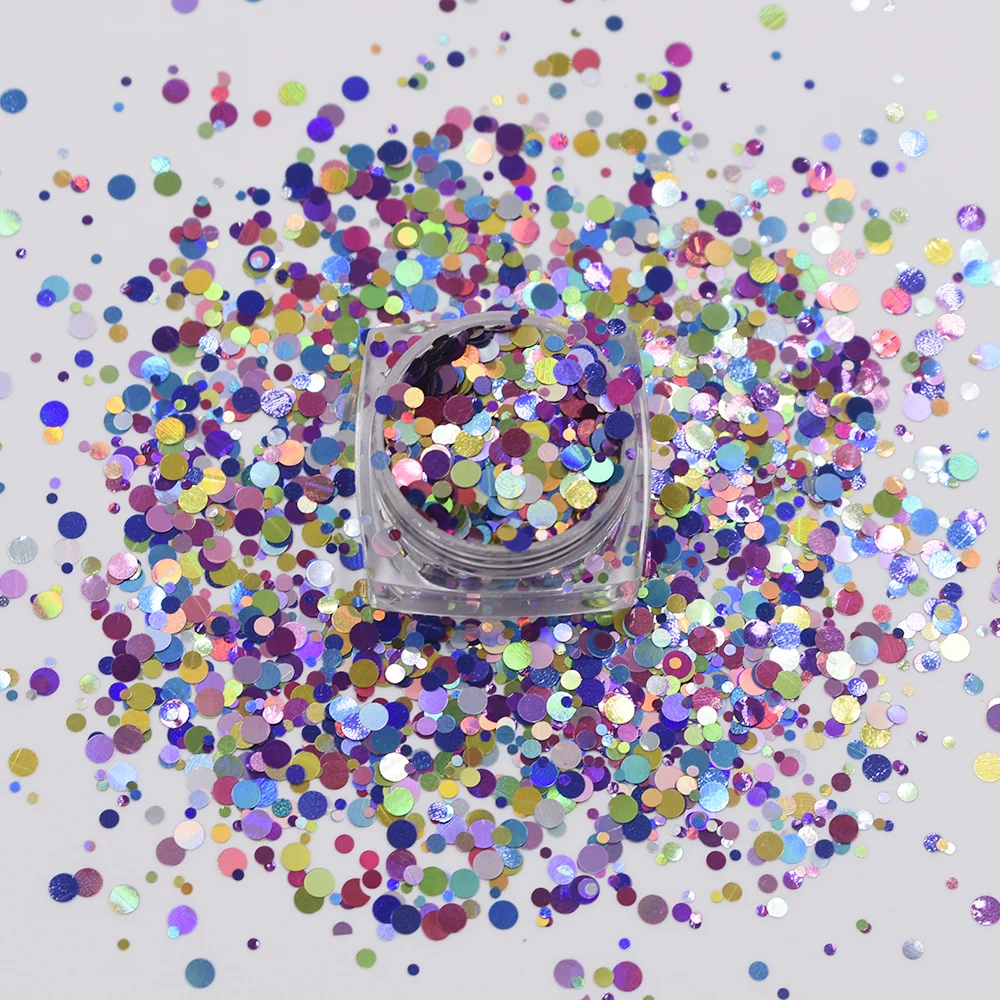 10g/Bag 123mm Dots Mixes Glitter Sugar Shiny Colorful Sequins Glitter Round Shaped For Craft Nail Art Decoration Accessories