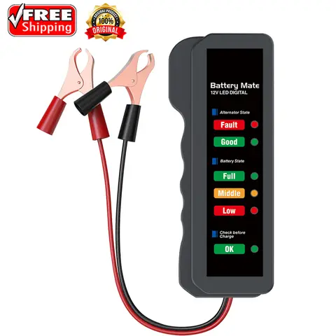 12V 자동차 배터리 테스터 디지털 발전기 테스터 6 LED 조명 자동차 배터리 테스터 분석기 전문 자동 진단 도구