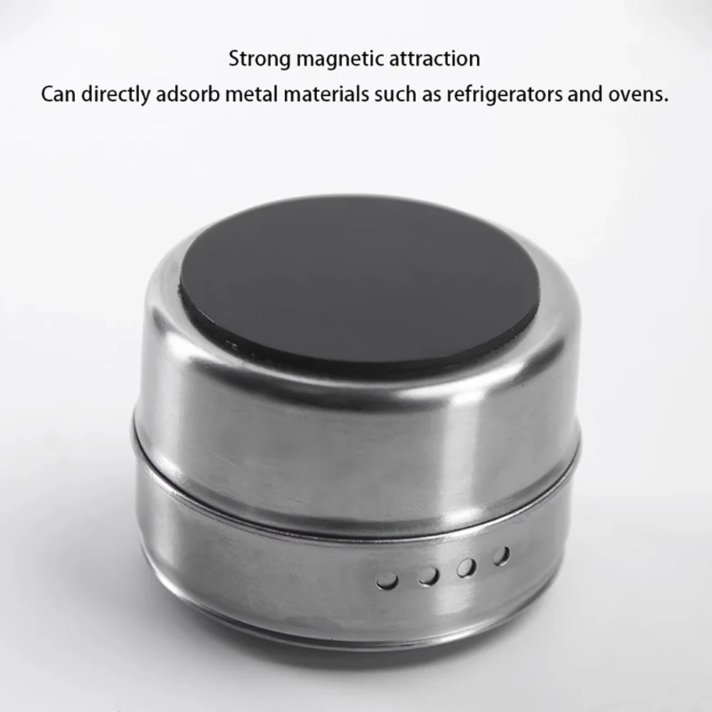 

Stop Digging for Spices! Magnetic Wall Mounted Spice Organizer Jars - Transparent Labels Included | Stainless Steel Storage