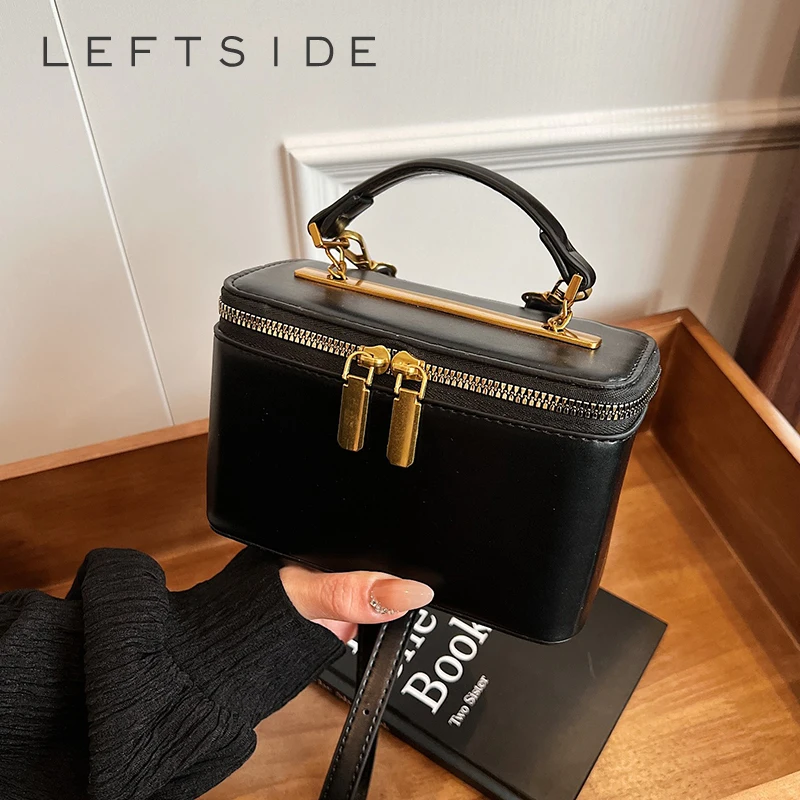 LEFTSIDE  Mini Cute PU Leather Box Shoulder Purses and Handbags Luxury Designer Women 2024 Korean Fashion Trend Crossbody Bag