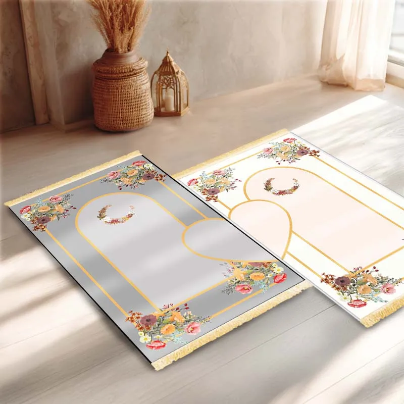 

VIKAMA2 Роскошный исламский молитвенный коврик, унисекс, с узором в форме сердца, складной мусульманский молитвенный коврик, незаменим для паломничества