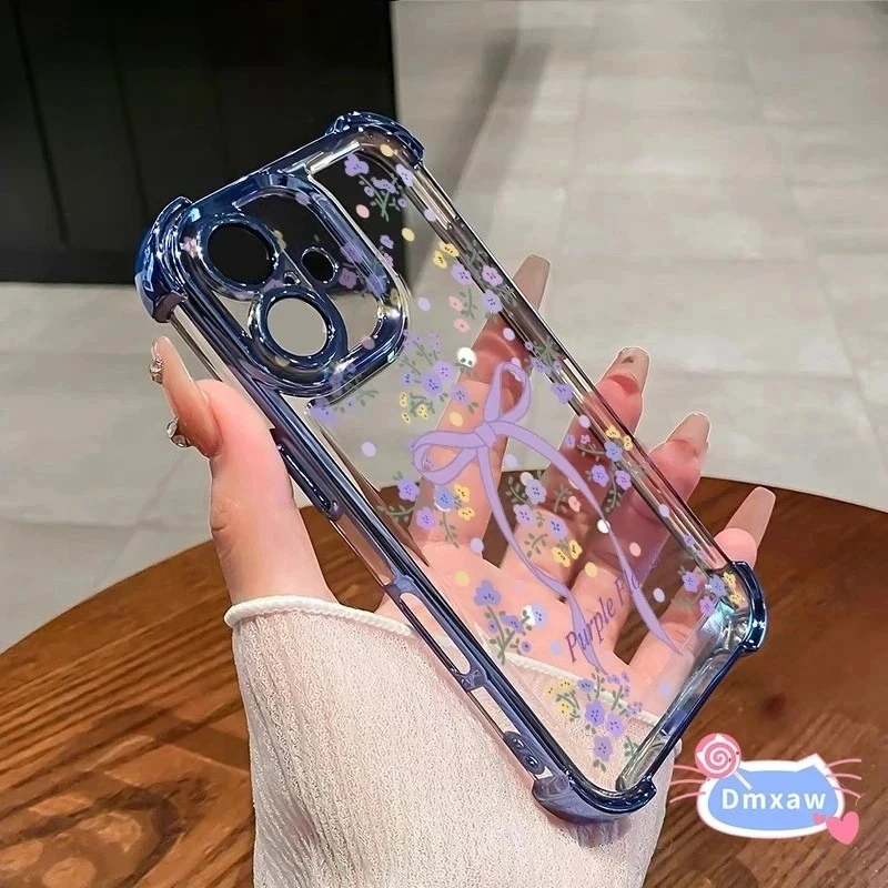 

For Redmi A5 14C 13C 12C 12 Turbo 4 A3 14R 13R 11A 10C 10 9A 9 9T 5G 4G Phone Case Purple Bow Tie Plating Luxury Soft Cover