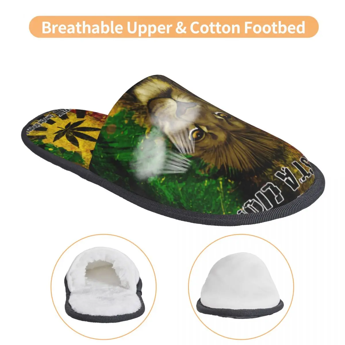 Pantofole da casa personalizzate in morbida memory foam con leone rasta giamaicano da donna Giamaica Rastafarian Reggae Pantofola con suola antiscivolo calda e accogliente