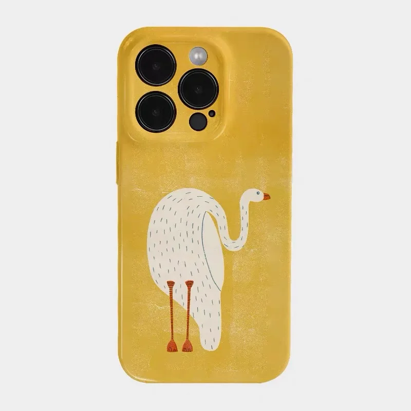 

Ins KOREAN A Yellow Ostrich Case for IPHONE 17 16 ProMax 15 14 Plus 13 12 MINI 11 PRO 16Plus XR XS MAX SE Acrylic Phone Cover