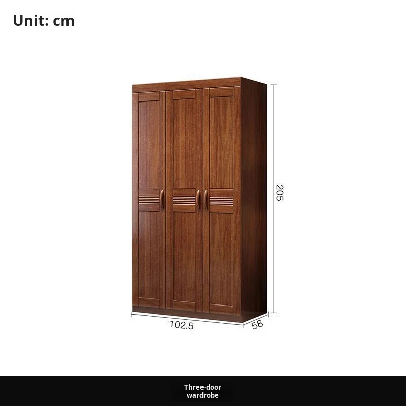 خزانة غرفة النوم المصنوعة من الخشب الصلب، خزانة تخزين كبيرة على الطراز الصيني، مزيج من خشب الجوز، ثلاثة أربعة خمسة، ستة أبواب للاستخدام المنزلي #6