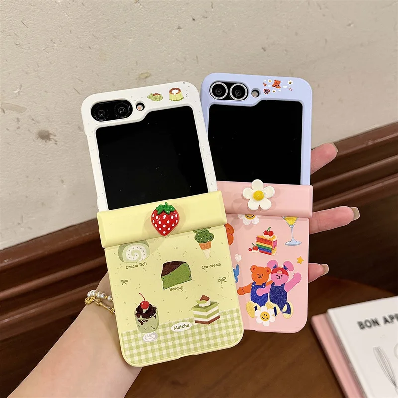 

Green Cake Phone Case for Samsung Galaxy Z Flip 7 6 5 4 Protective Back Cover for ZFlip5 ZFlip6 ZFlip7 Case Shell