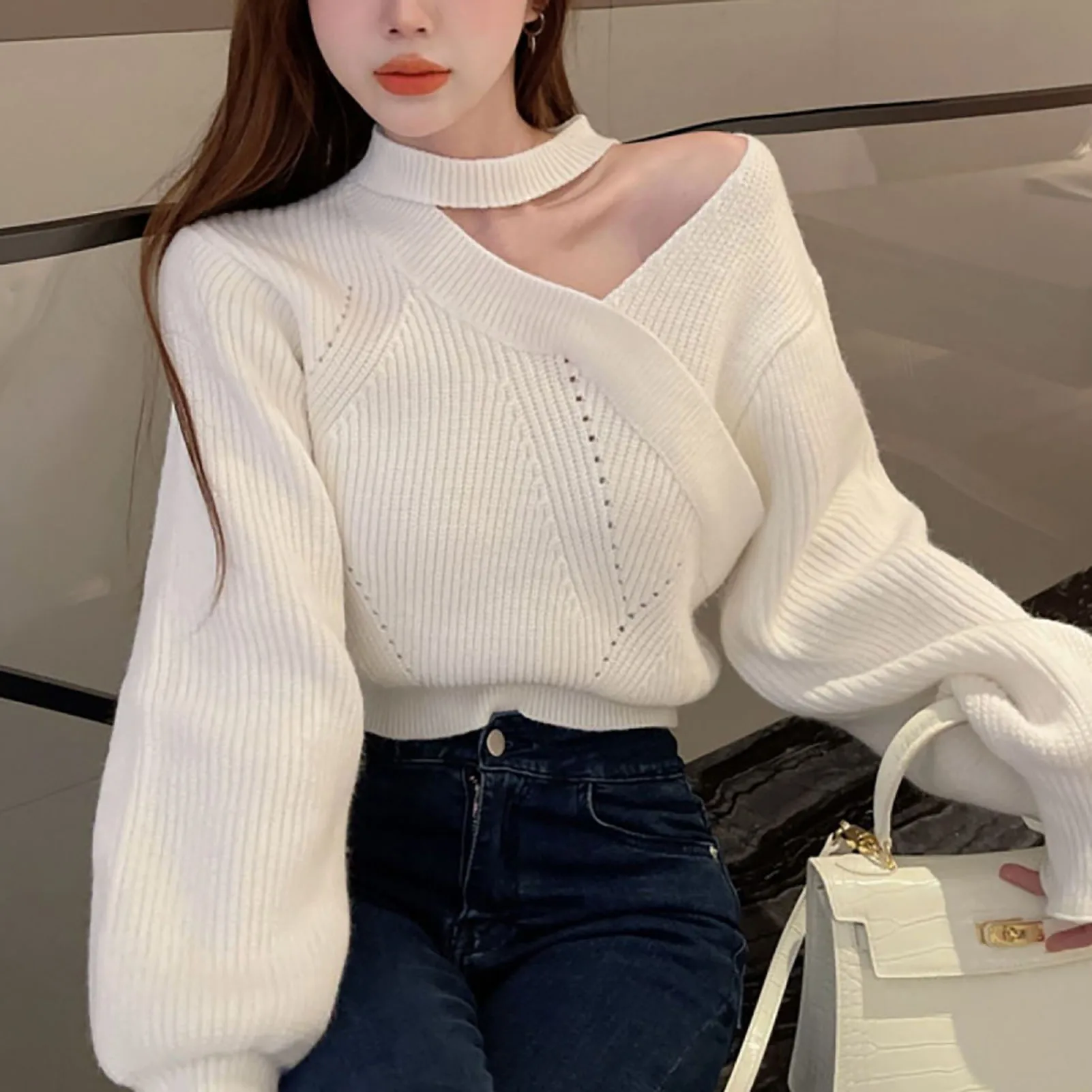 Women\'s Winter Sexy Sweater Trendy High Waist Casual All- Sweater Good Gift for Mother Female Friends