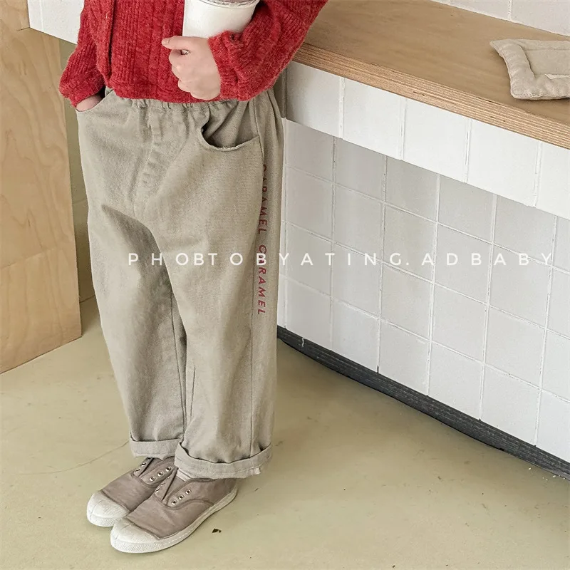 2023 jesienne nowe dziecięce luźne spodnie bawełniane dziewczynek list spodnie haremowe dziecięce spodnie na co dzień maluch chłopcy proste spodnie