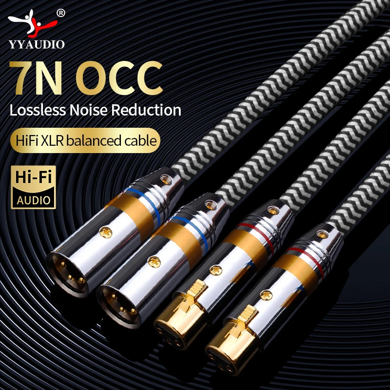 1 Pair Hi-End 7N OCC Silver-plating Xlr Balanced Audio Cable 3 Pin 2 XLR Male To Female Audio Cable for Microphone Amplifier