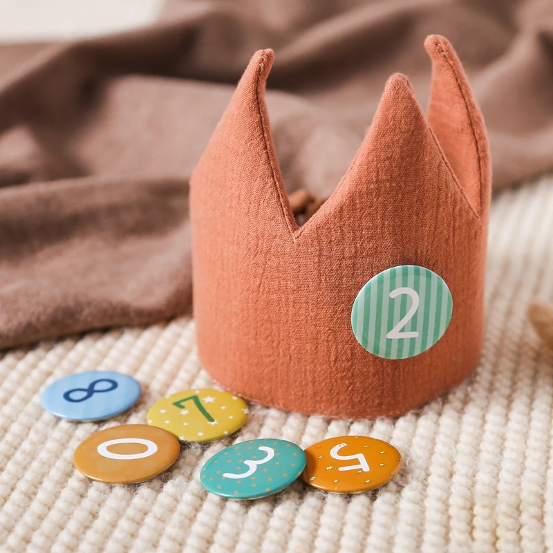 Couronne de Sauna en Coton pour Bébé, Chapeau de ixd'Anniversaire de 1, 2 ou 3 ans, Décorations, Accessoires de Photographie, Cadeau de Naissance pour Garçon et Fille