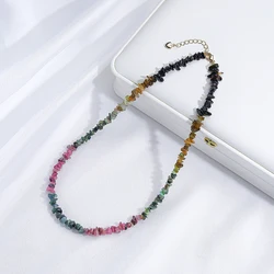 Natural Stone Tourmaline Handwork Necklace for Women Gift Party Jewelry Choker Heart Chain Cheap Items With Amethyst New In